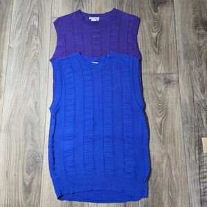 Lot Of 2 The Fox‎ Collection Men's Sweater Vests Blue And Purple Size Small